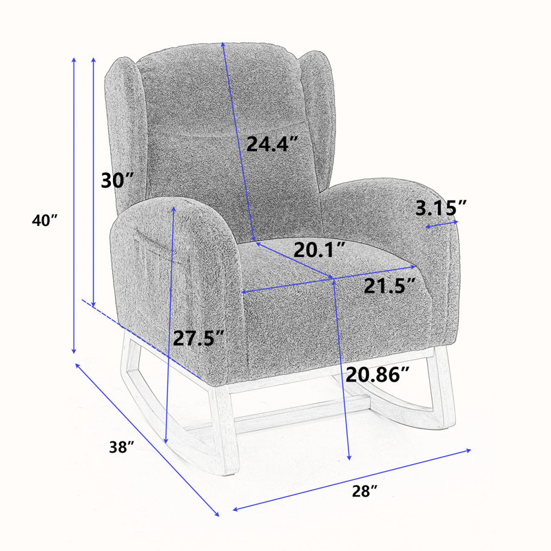 Chaise berçante rembourrée Modern Soft Arm, Gris foncé incorrect