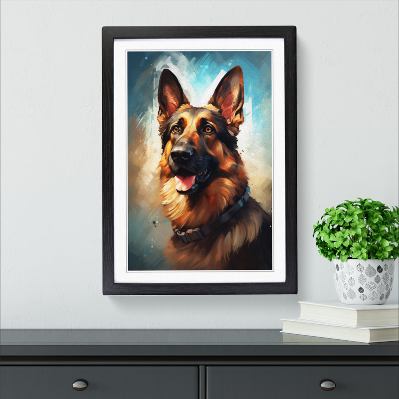 German Shepherd Informel No.3 - Framed Print, Black Framed, 46cm H x 34cm W