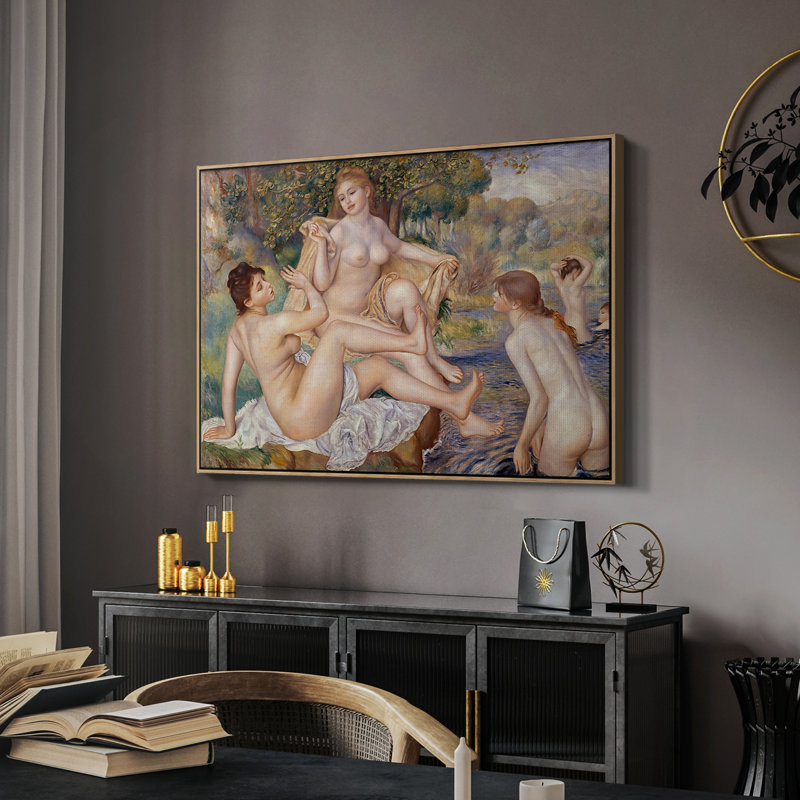 Les grands baigneurs (Les Grandes Baigneuses), 1884-1887 - Pierre-Auguste Renoir, toile tendue avec châssis, 26 x 40, Naturel