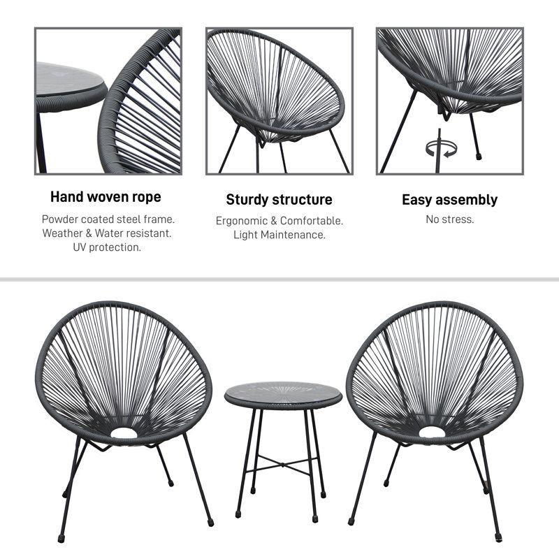 Keysville 2 - Person Patio Conversation Set, Gray