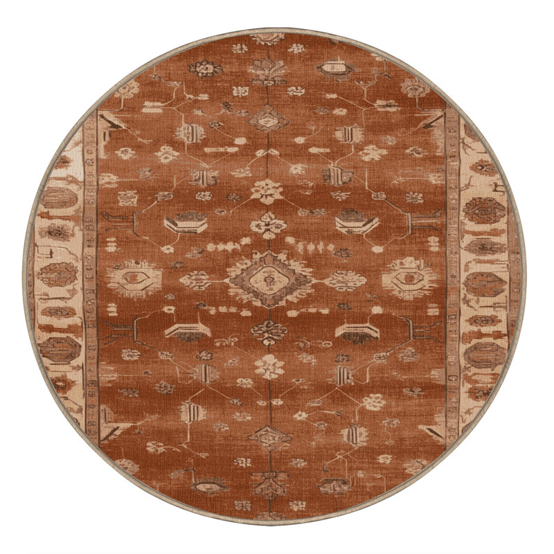 Tapis brun lavable à la machine, Rond 4 pi