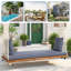 Balancelle de patio suspendue en bois avec coussin et coussins-1307190879-1307191200