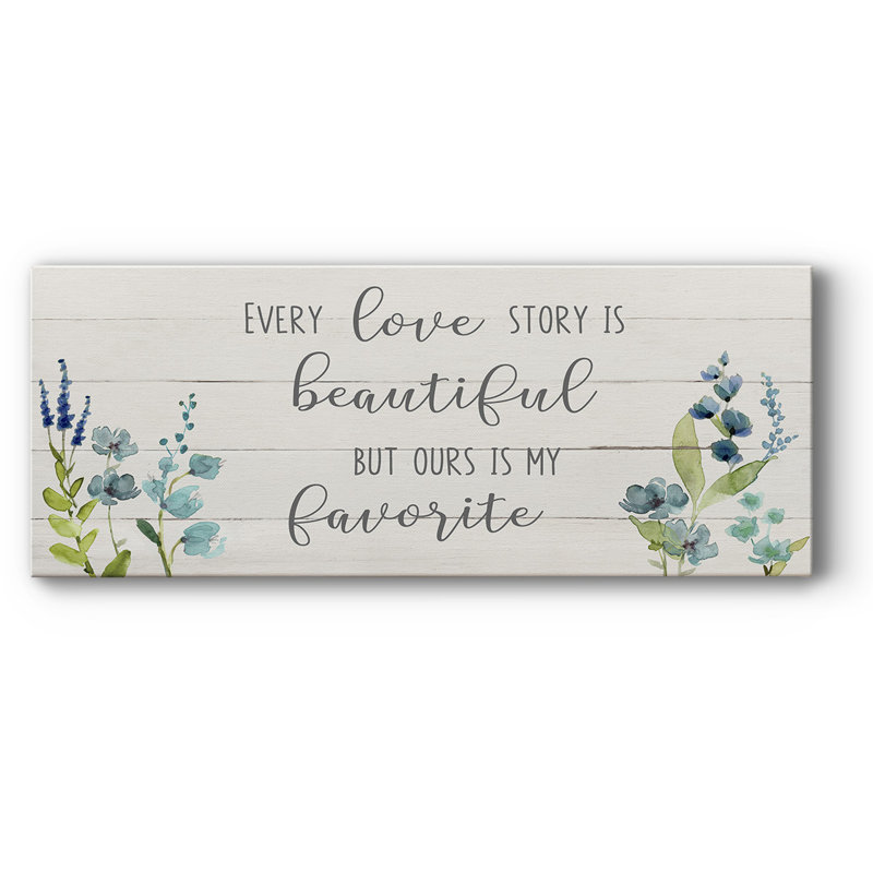 «Love Story» sur toile, art textuel, H 8 po x l 20 po x P 1,5 po