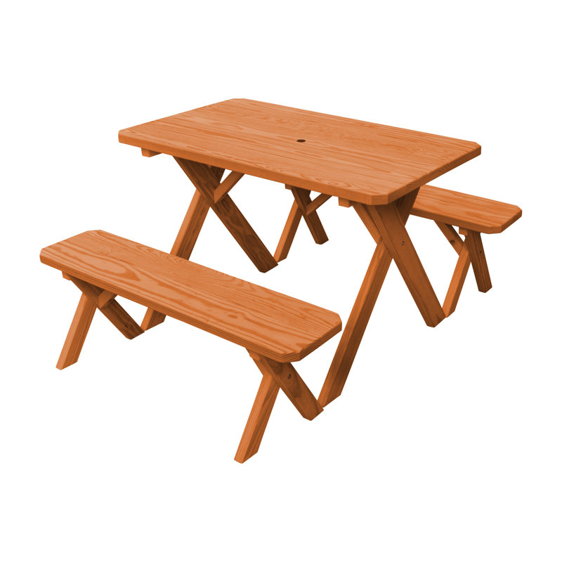 Riverhead 4 - Person Wood Patio Dining Set with Rectangular Table, Cedar Stain