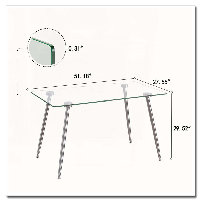 Table de salle à manger 51 ", Argent argent