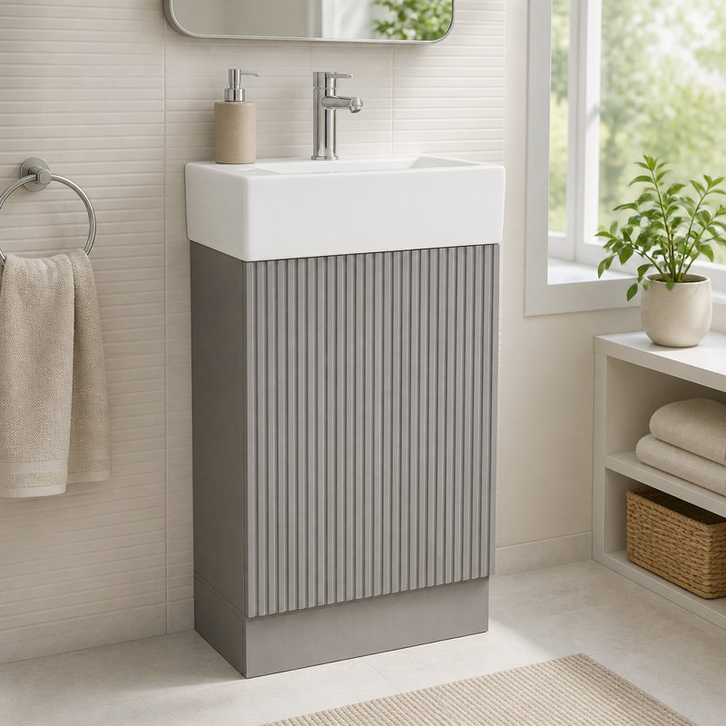 Meuble-lavabo 18,6 po avec lavabo et rangement latéral, Grey