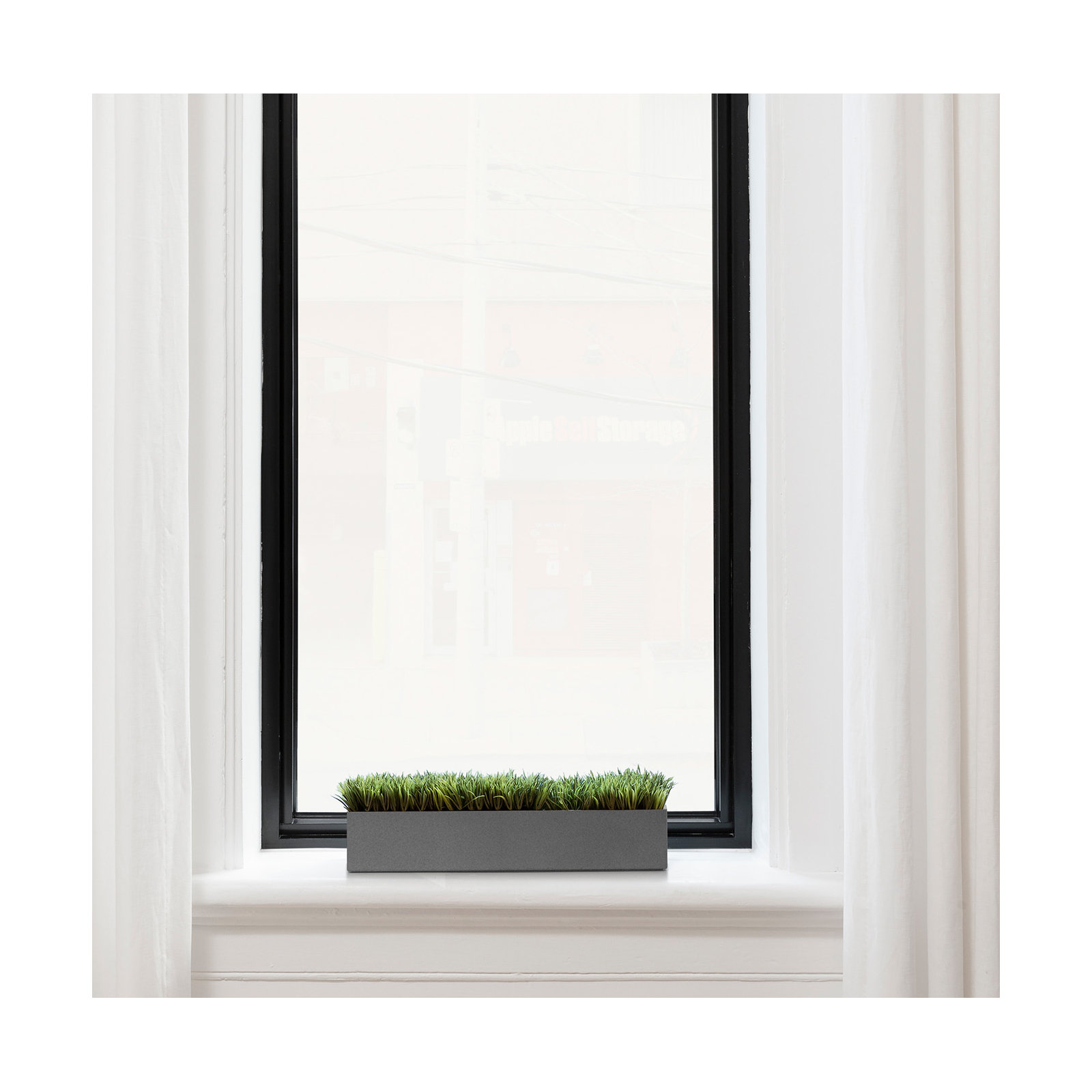 Geo Series Plastic Planter Box, 3" H x 16" W x 3.5" D, Set of 1, Gray