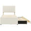 Lit plateforme tapissier simple avec lit gigogne Stripe, lit gigogne beige et 3 tiroirs