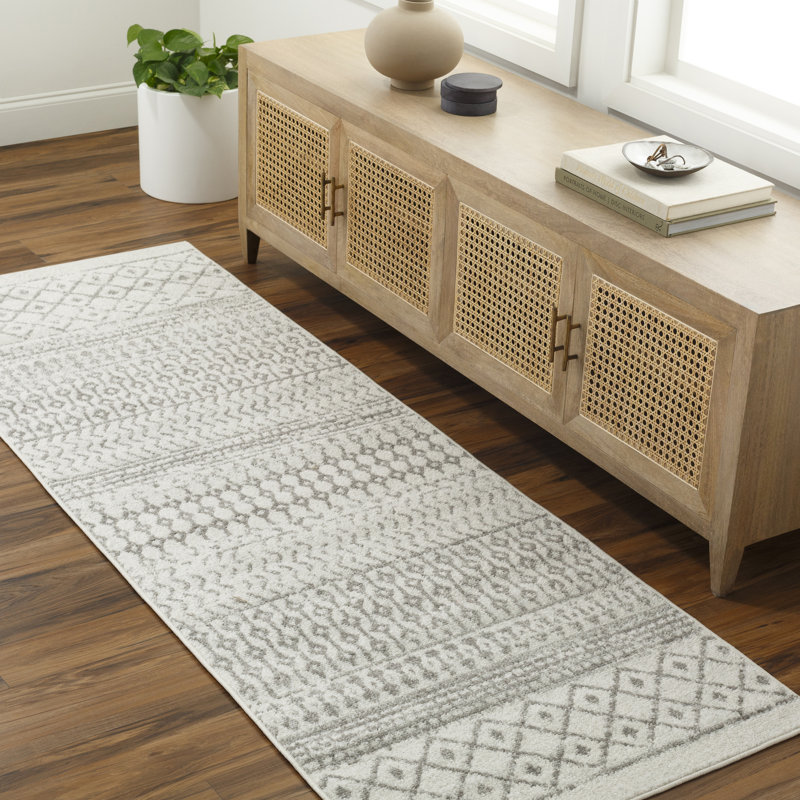 Tapis ivoire / gris Bernhard Global, Tapis de couloir 2 pi 7 po x 14 pi