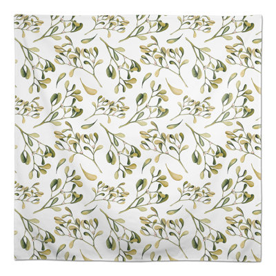 Watercolor Leaves And Berries Gray 2 Tablecloth