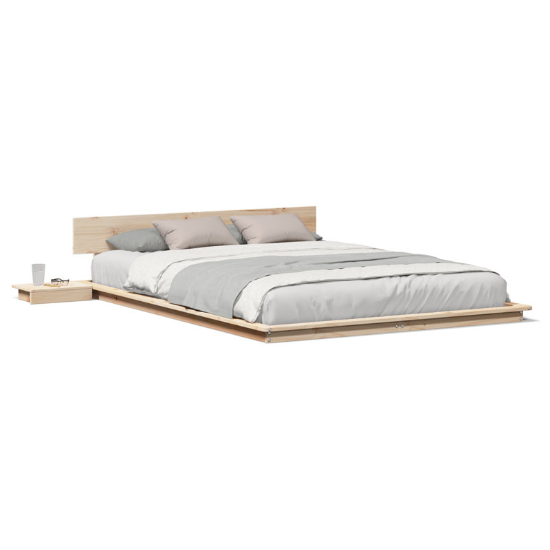 Solid Wood Bed, European Double (140 x 200 cm), Natural