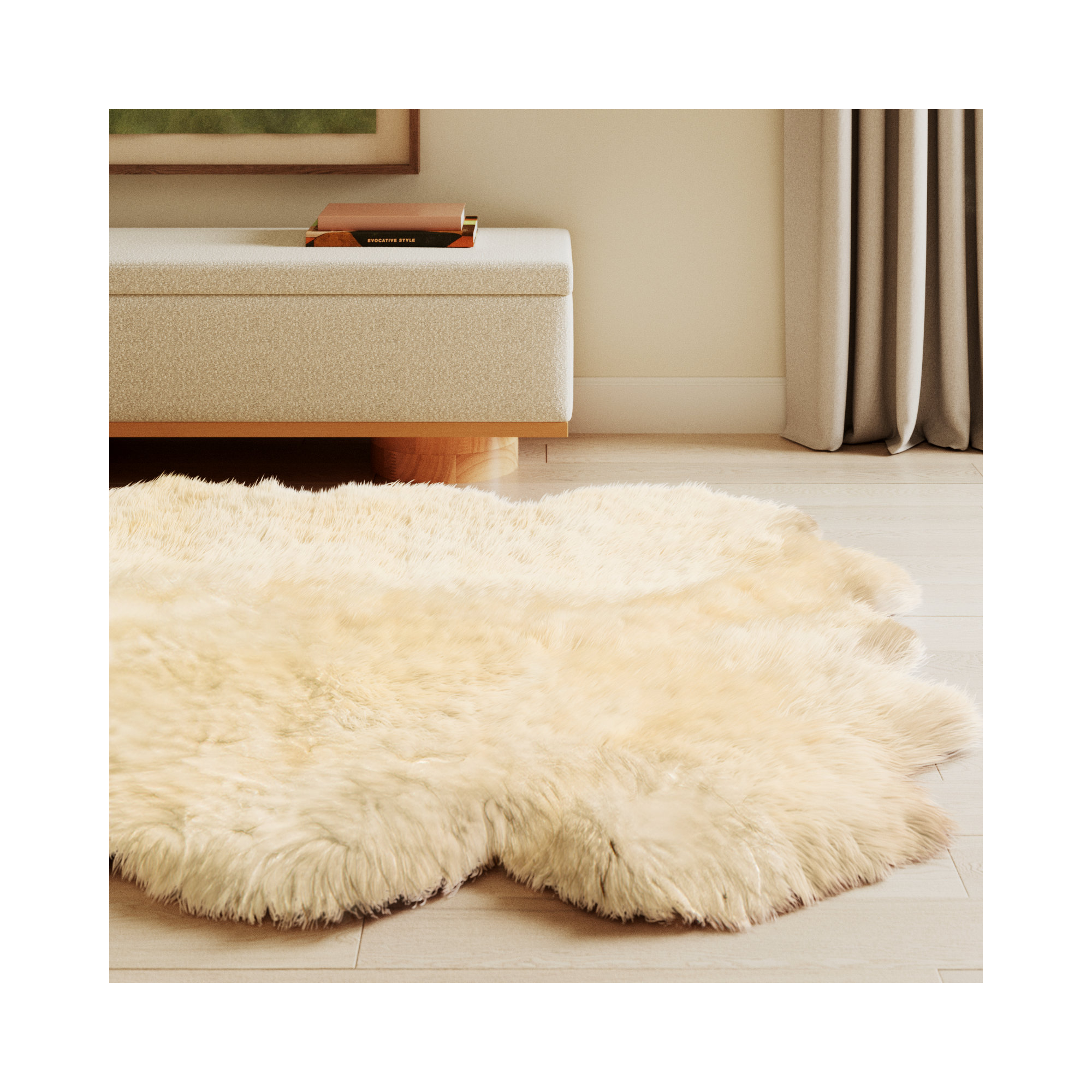 Fris Sheepskin Champagne Rug, Novelty 5'6" x 7'