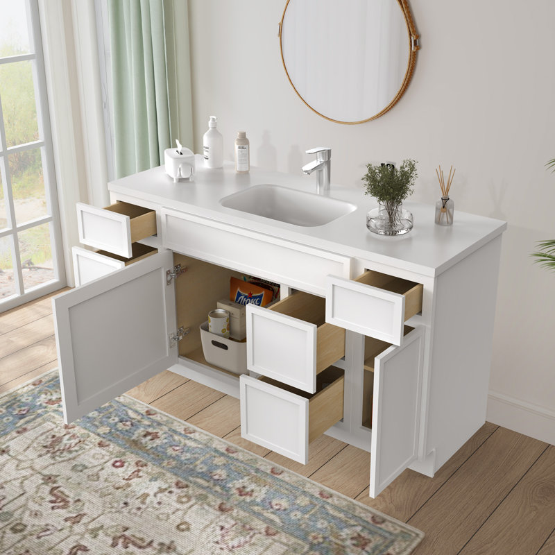 Base de meuble-lavabo simple 60 po seulement, Blanc
