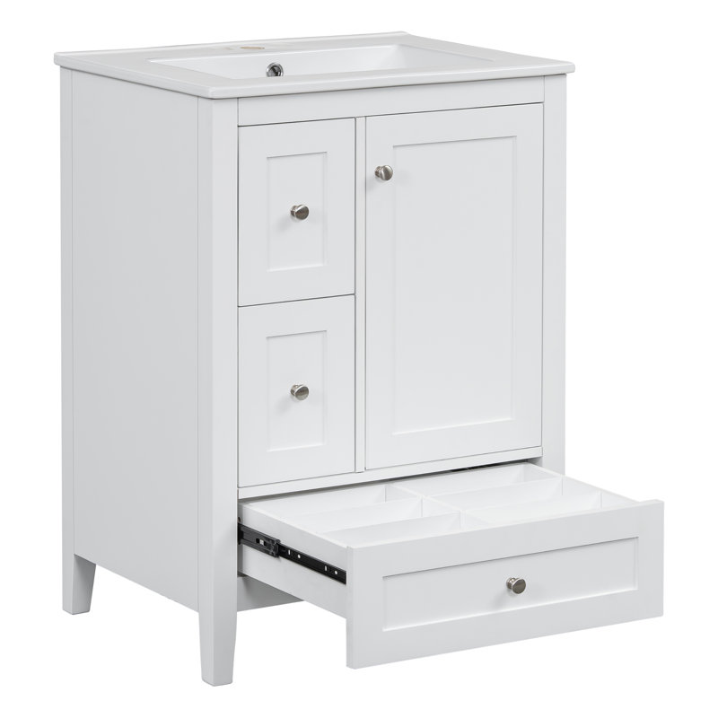Meuble-lavabo de 24 pouces avec rangement - élégant et durable, tablette réglable et cloisons amovibles