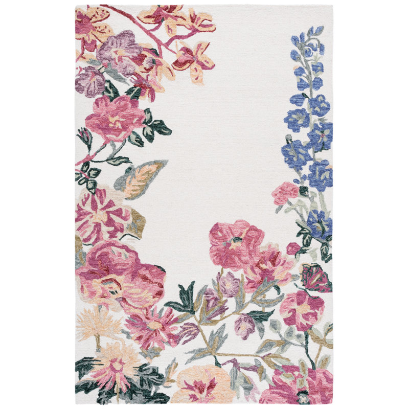 Jardin Hand Tufted Wool;Cotton Floral Indoor Rug, Rectangle 5' x 8'
