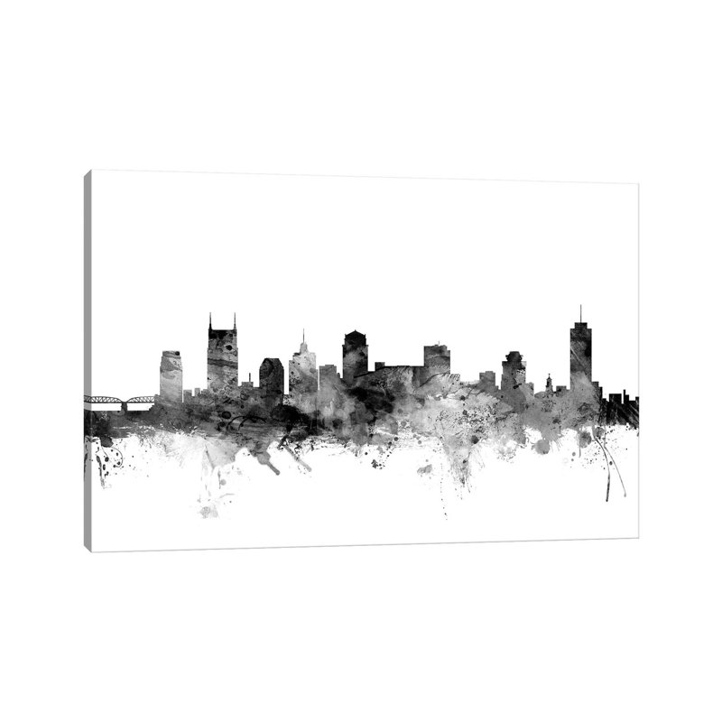 Nashville, Tennessee In Black And White by Michael Tompsett - Print on Canvas, 20.32 cm H x 30.48 cm W, Wrapped Canvas