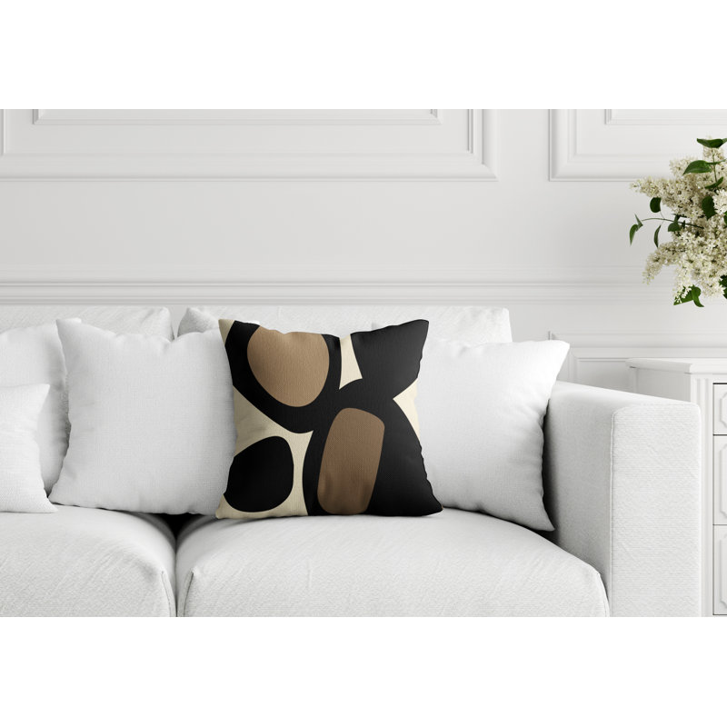 Lara Abstract Outdoor Reversible Throw Pillow, Off White, 15" x 15"