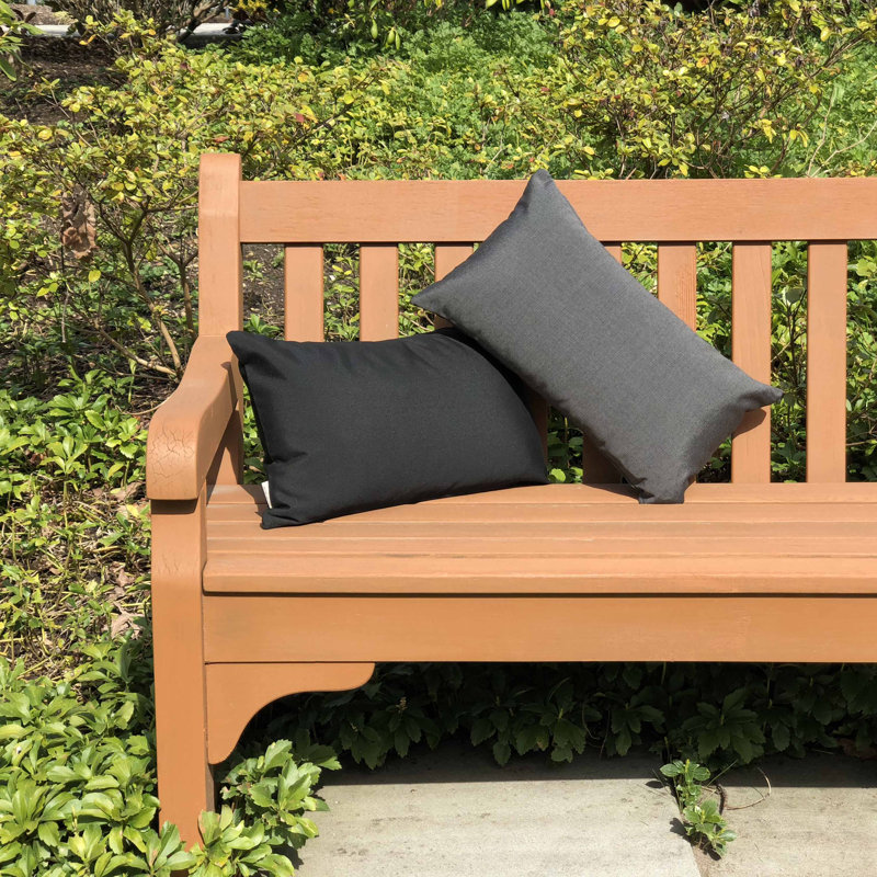 Sunbrella Fabric Solid Color Indoor/Outdoor Patio Garden Polyester Filled Lumbar Throw Pillows, Black