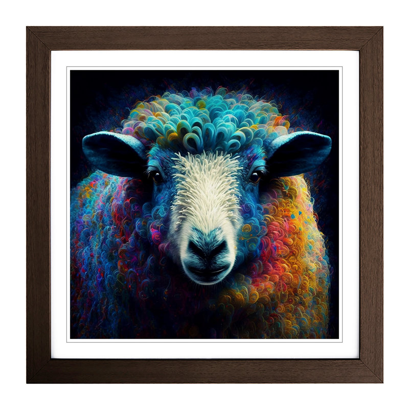 Sheep Expressionism No.1 - Framed Print, Walnut