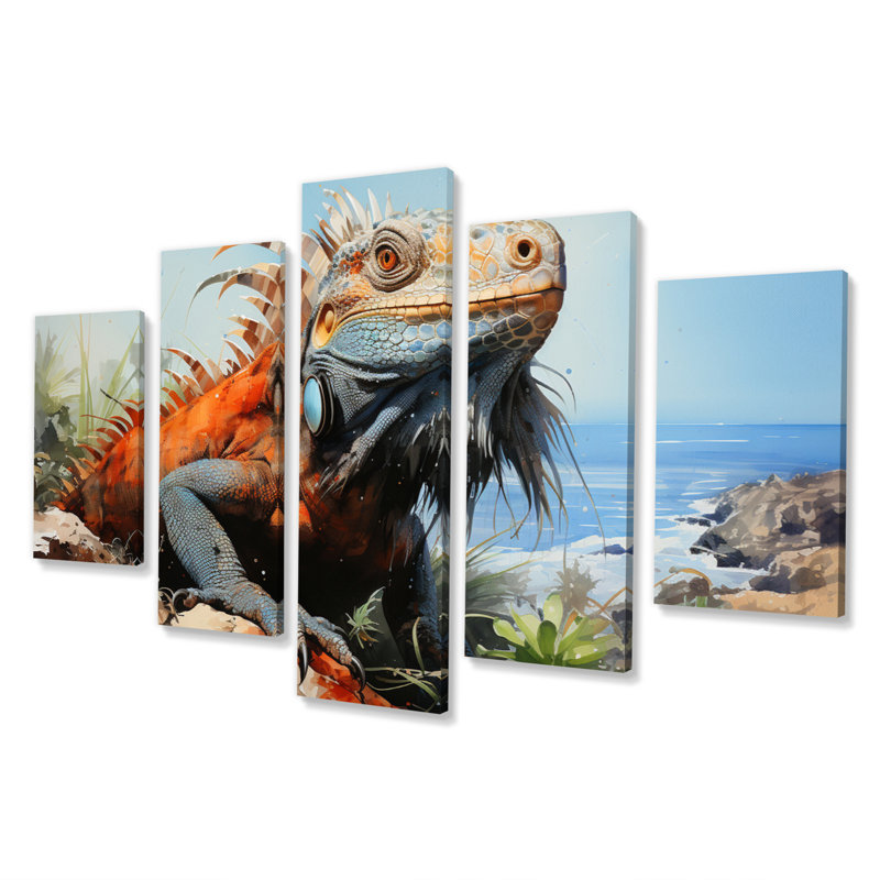 Pluvial - animaux, reproduction sur toile - 5 panneaux