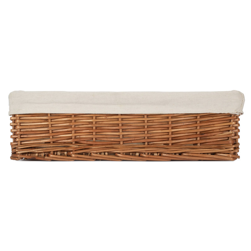 Wicker Lined Storage Tray Basket, 10cm H x 39cm W x 30cm D