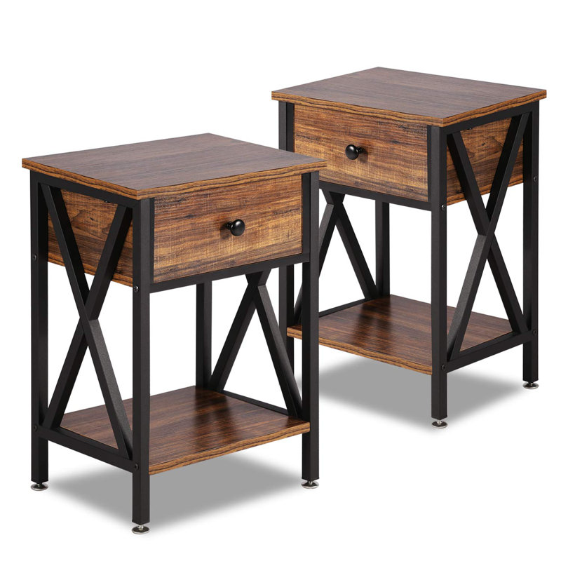Armie End Table Set with Storage, Brown