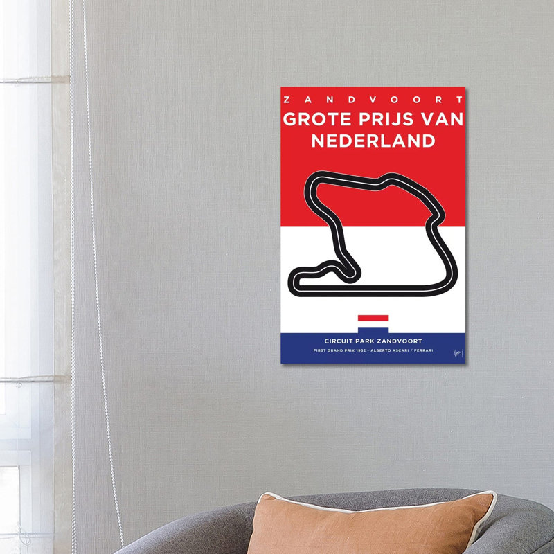 F1 Zandvoort Race Track Minimal Poster by Chungkong - Wrapped Canvas Gallery-Wrapped Canvas Giclée, 66.04 cm H x 45.72 cm W
