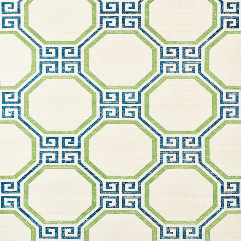 Papier peint Octavia Sisal, Turquoise / Palmier