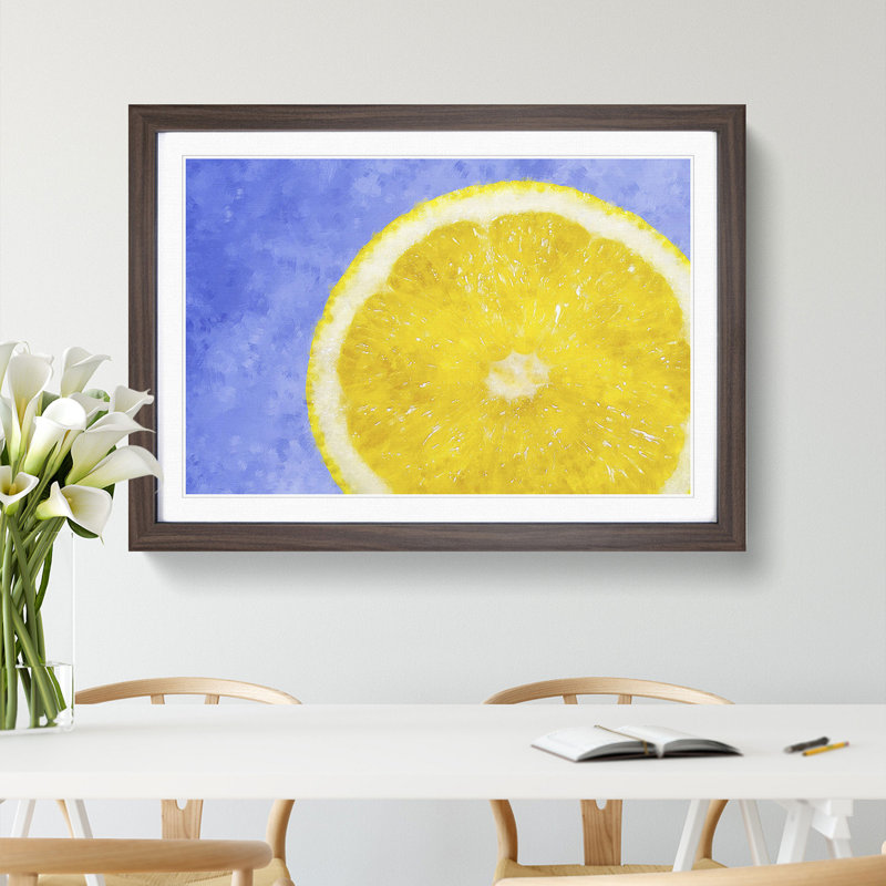 Lemon Slice - Picture Frame Painting Print, 62cm H x 87cm W x 2cm D, Walnut Framed