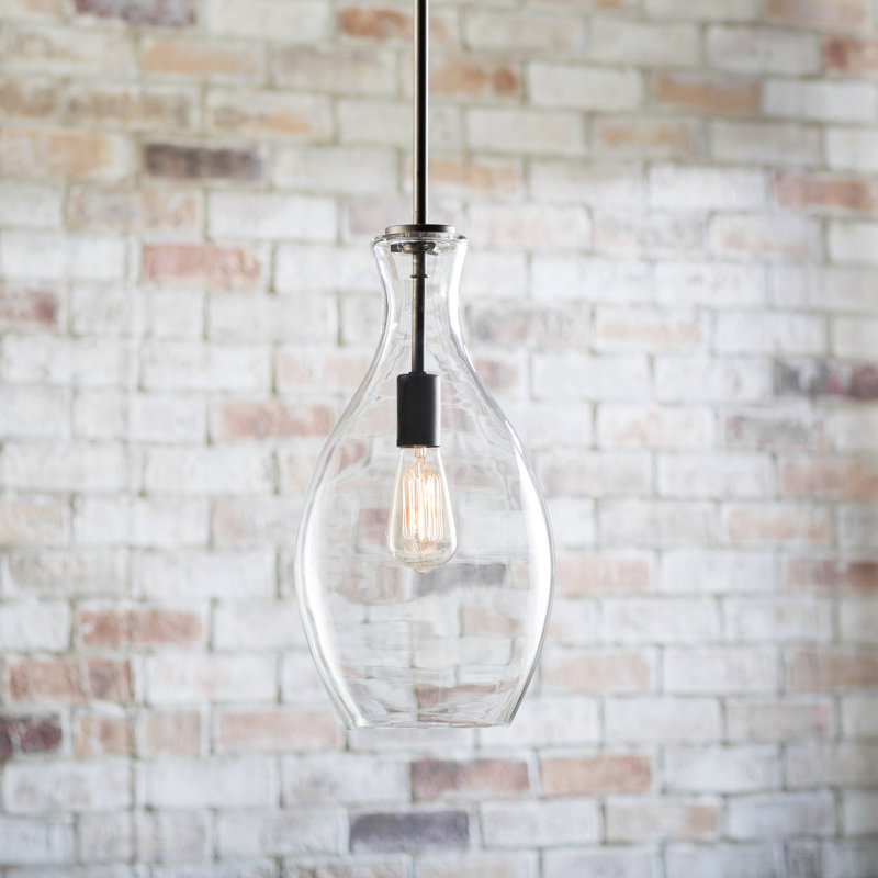 Moten 1 - Light Chrome Single Pendant, Olde Bronze, 17.75" H x 8.75" W x 8.75" D, Clear
