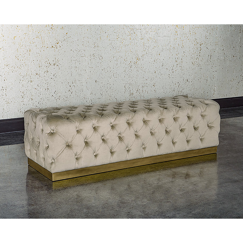 Polyester Blend Upholstered Bench - Taupe