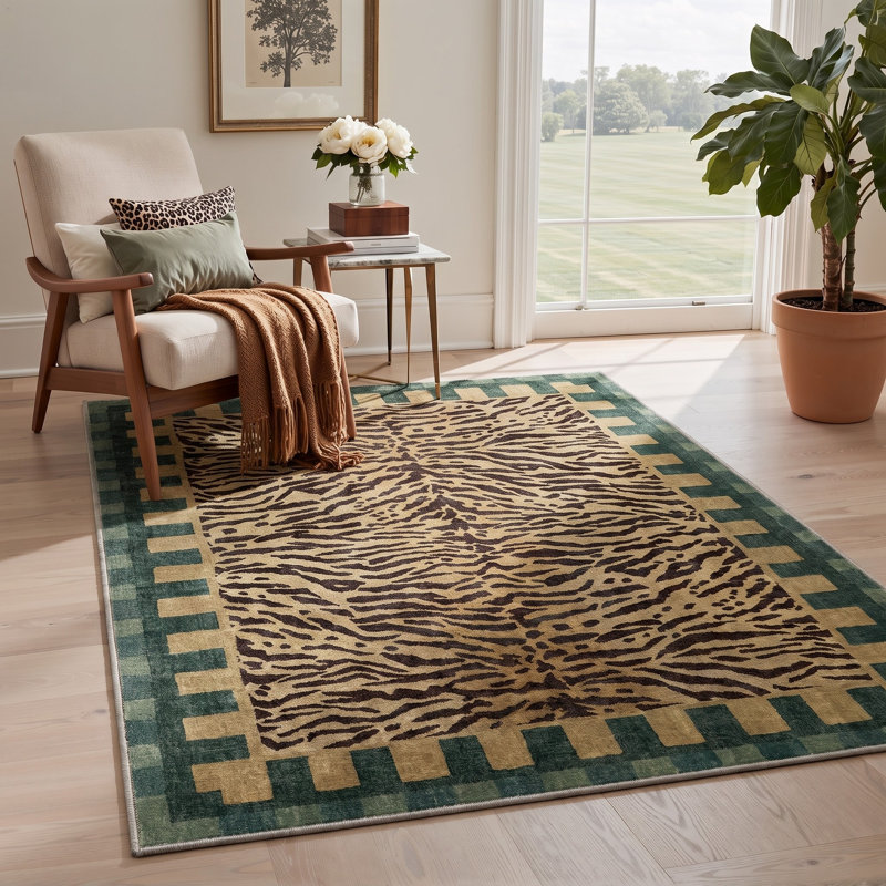 Tapis vert / brun Alissa Zagora, Rectangle 6 pi x 9 pi