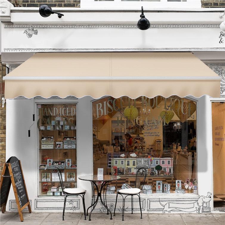 Yaheetech 294cm W x 241cm D Polyester Beige Cover Retractable Patio Awning