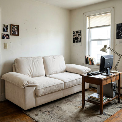 78,74 pouces espace contemporain, canapé blanc crème à deux places avec rangement caché spacieux, sièges en mousse et 2 compartiments de rangement rembourrés, format compact de 79 pouces pour, doux