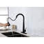 Robinet de cuisine rétractable - Acier inoxydable, arche haute, poignée simple, robinet arqué noir mat, fonction avancée-125036353