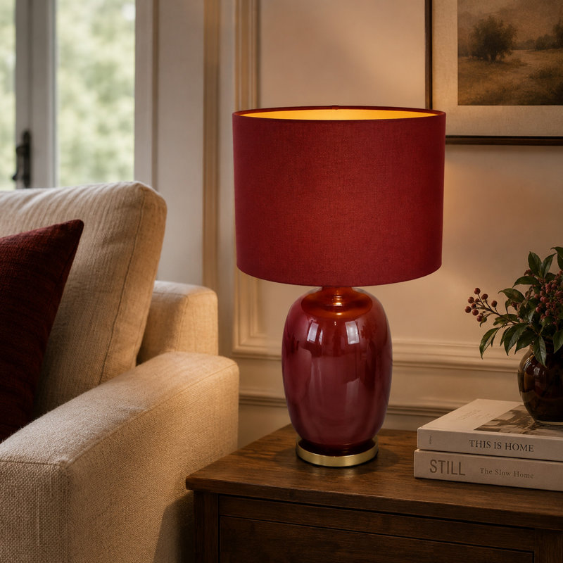 Gia Glass Table Lamp, Red