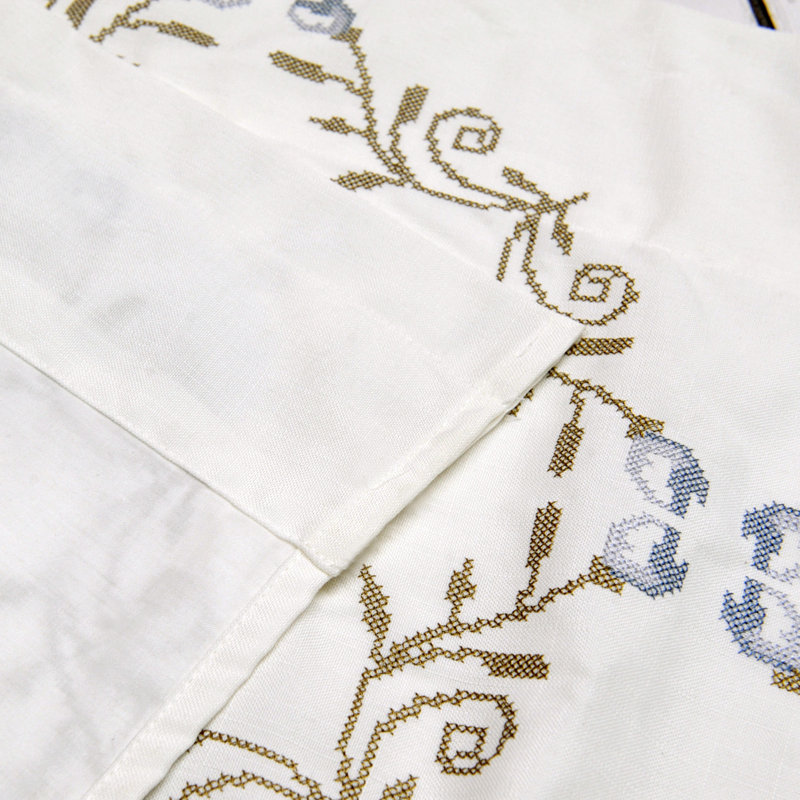 Floral Scalloped Window Valance, Grey/Blue