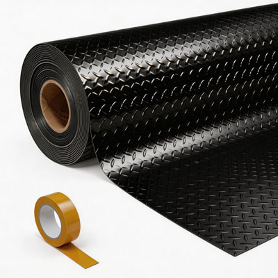 5x10 ft Heavy Duty PVC Garage Floor Mat, Diamond Plate Texture for SUVs & Sports Cars