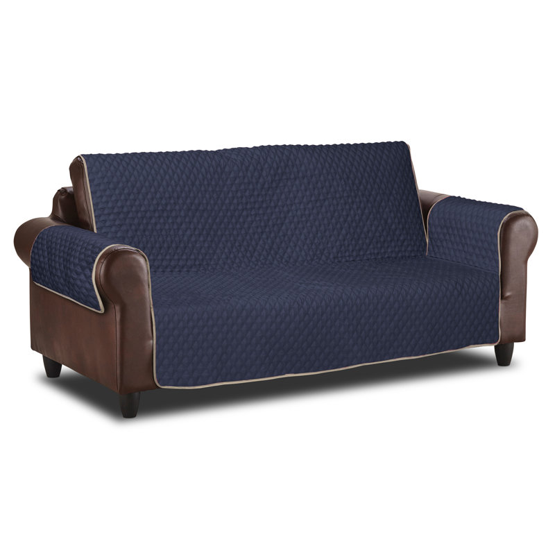 Cover Bonanza Polyester Sofa Slipcover, 25" H x 68" W x 21" D, Navy/Tan