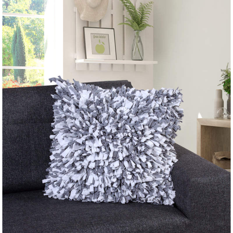 Ensemble de 2 coussins à poils longs en papier de soie (insert inclus), H 18 po x l 18 po x P 2 po, Gris