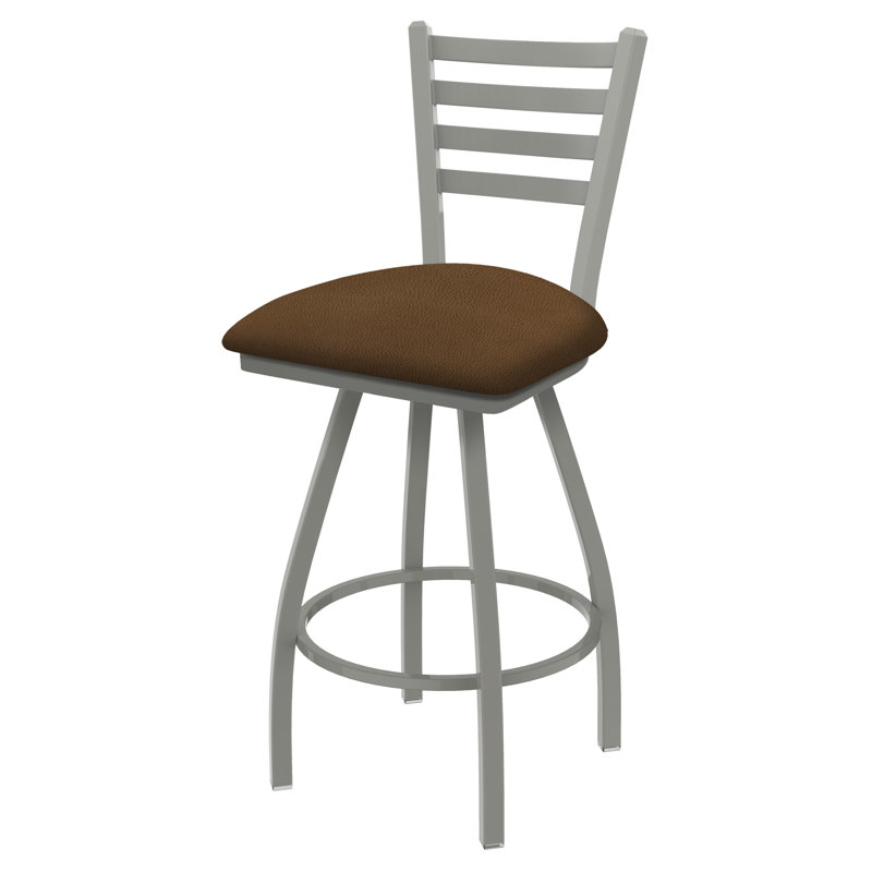 Tabouret de bar pivotant de 36" Evers, Nickel anodisé, Vinyle - thatch chaume, Extra Tall (36” Seat Height)
