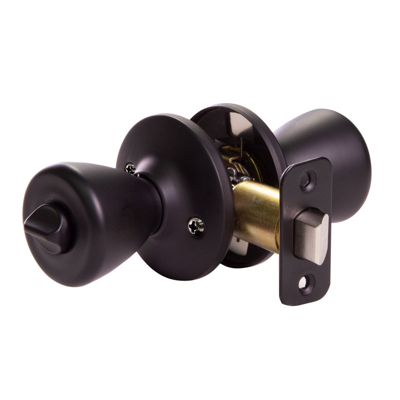 Tulip Privacy Bed/Bath Door Knob, Black, Universal/ Reversable