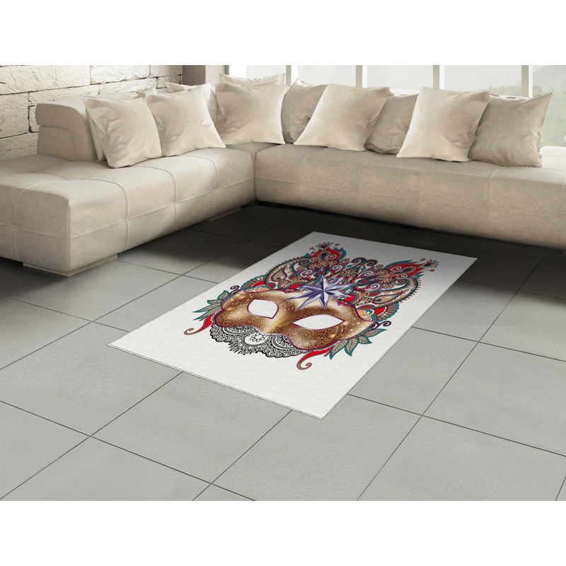 Mardi Gras High Density Long Fiber Poly Threads Decorative Area Rug Carpet, Rectangle 4' x 5'8"