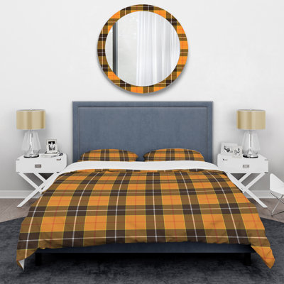 Yellow Checked Tartan Plaid Duvet Cover