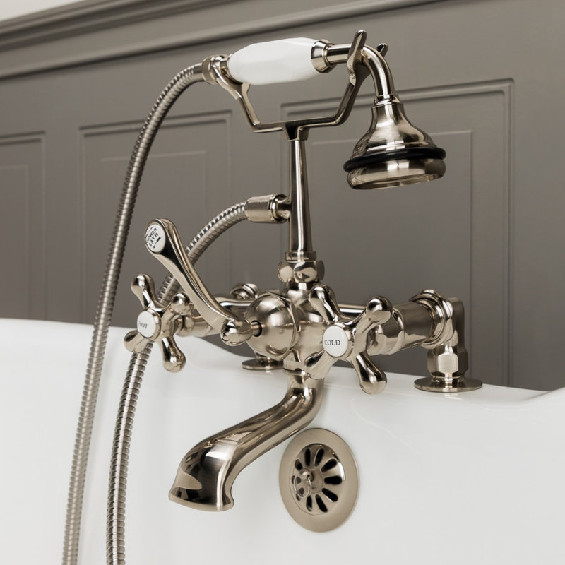 Deck Tub Spout with Diverter, Brushed Nickel