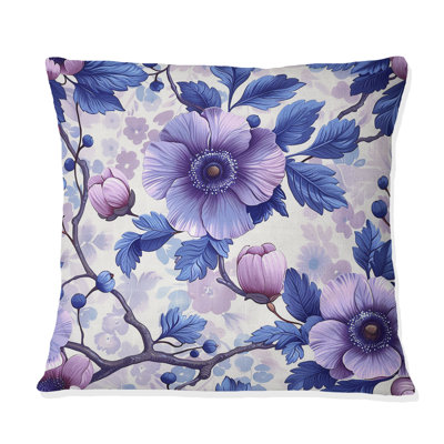 Coussins décoratifs mauve et rose avec motif floral