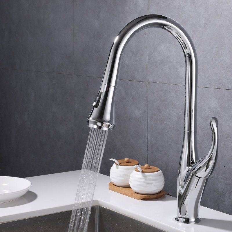 Single Handle Pull Down Kitchen Faucet , Chrome Plated