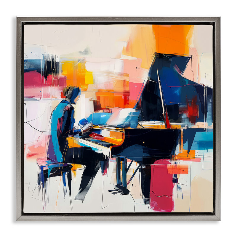 "Musical Melody Piano Musician" par Irena Orlov, Cadre flottant gris lustré, H 25 po x l 25 po