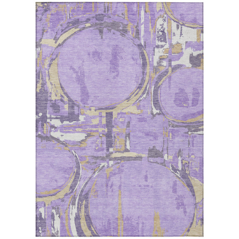 Tapis lavable à motif géométrique lavande lilas et mauve 5 pi x 8 pi