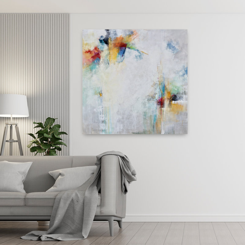 Art contemporain abstrait joyeux, H 48 po x l 48 po
